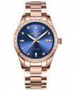 Womens Diamond Automatic Mechanical Rose Gold Stainless Steel Sapphire Waterproof Ladys Elegant Blue Watch...