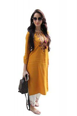 Womens Embroidered Straight Kurti and Palazzo