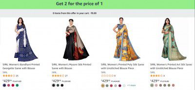 Women's Georgette & Silk Saree @ Buy 1 Get 1 Free