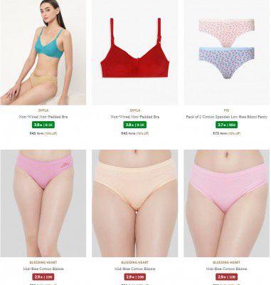 Ajio : Women's Innerwear Starts ₹45 | Upto 75% Off