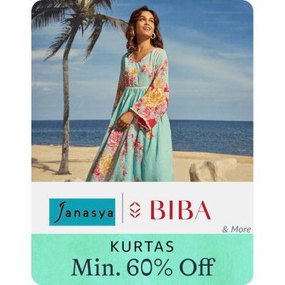 Women's kurta's from Janasya & Biba & more @ minimum 60% off