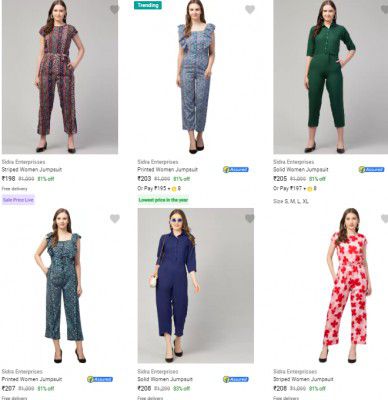 Womens Jumpsuits Starts ₹198