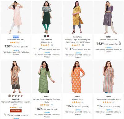 Women's Kurta Starts ₹120 | Upto 92% Off