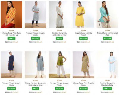 [ All Brand ] Womens Kurta up to 92% off