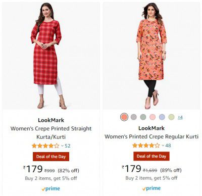 Womens Kurtis Upto 80% off