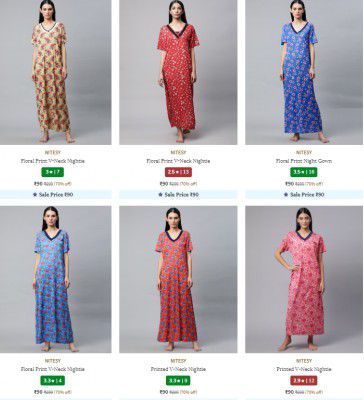 Ajio: Women's Nightshirts & Nighties Starts ₹90 | Upto 90% Off