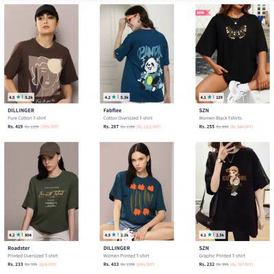 [ All Brand ] Women's Oversize Tshirts at 90% Off | Start @188