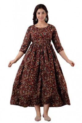 Women's Pure Cotton All Over Printed Kurti Gown Feeding Dress Maternity Gown Feeding Nighty Kurti