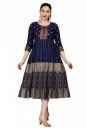 Womens Rayon Golden Print Anarkali Kurti (Blue)...