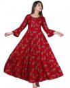 Womens Rayon Jaal Printed Anarkali Kurta (Maroon)...