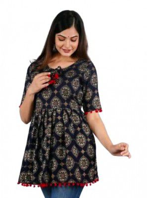 Womens Rayon Print Regular Wear Top