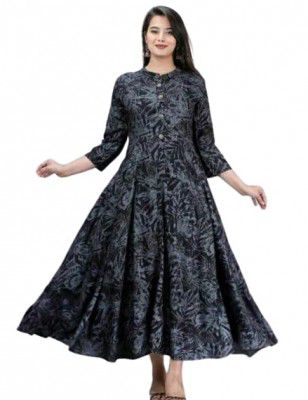 Womens Rayon Printed Anarkali Kurti
