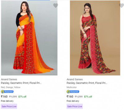 Women's Floral Print Sarees @ ₹160