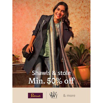 Women's Shawls & Stole's from Pashtush, Weaver's Villa & More @ flat 50% off