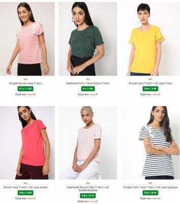 Ajio : Women's T-shirts Starts ₹160
