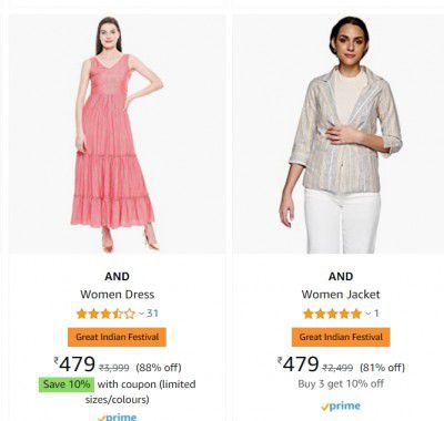 Women's Top Brand Clothing at Flat ₹479 | Up to 90% off