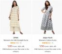 Women's Top Brand Kurtas at Minimum 80% off...