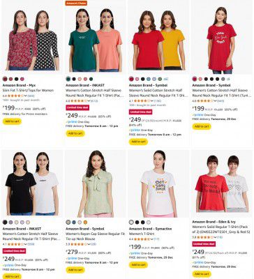 Women's Tops, T-shirts pack of 2 upto 93% off | Starting From Rs.199