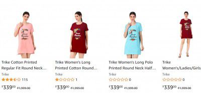 Women's Topwear Long Polo T-Shirt Start at Rs 309 With Coupon
