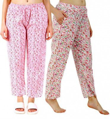 Womens Track Pant Lower Fully Stretchable Free Size Cotton Printed Payjama/Lounge Wear (Pack of 2)