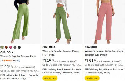 Women's Trouser Pants Starts at Rs 145