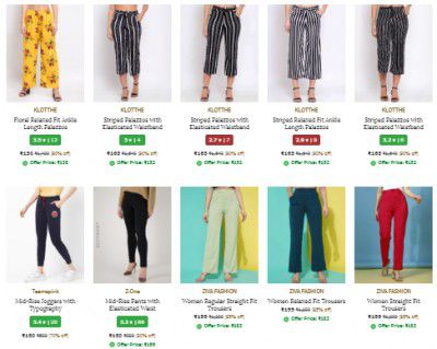 [ All Brand ] Womens Trousers & Trackpants up to 91% off Starting at ₹101
