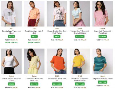 [ All Brand ] Womens T-shirts Starting at ₹72