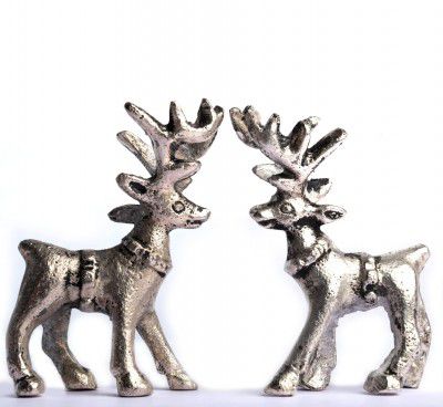 Wonder Care Gold & Silver Standing Reindeer Figurines for Christmas Decorations, Home Decorations for Living Room, Christmas Table Decor & Decor for Shelves (silver2pcs)