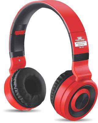 Wonder Connect SM-102 Wireless Headphone V5.0 MIC, Deep Bass, FM, Radio with Noise Cancellation (Red)
