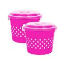 WONDER Delco 363 Printed Container with Side Lock-Handle, 6 Ltrs, Set of 2, Pink...