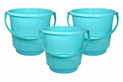 Wonder Homeware 5 Liter Plain LT Heavy Quality Plastic Bucket,for use in Bathroom, Kitchen, Laundry, Garage,Pack of 3 Pc, 5 Liter, Blue Color (Green)