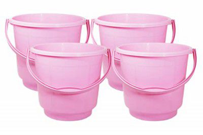 Wonder Homeware 5 Liter Plain LT Heavy Quality Plastic Bucket,for use in Bathroom, Kitchen, Laundry, Garage,Pack of 4 Pc, 5 Liter, Blue Color (Pink)
