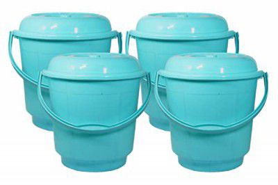 Wonder Homeware 5 Liter Plain LT Heavy Quality Plastic Bucket Pack of 4 Pc, 5 Liter, Blue Color (Green)