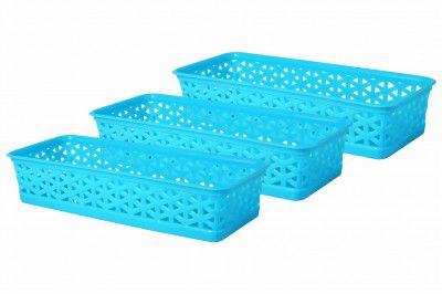 Wonder Homeware Alexa 9 Multipurpose Tokri, Set of 3 Pcs, Cyan Color