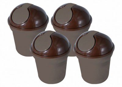 Wonder Homeware Server Euro Dustbin for Car/Desk, Set of 4 Pc Dustbin 2 LTR, Coffee Color