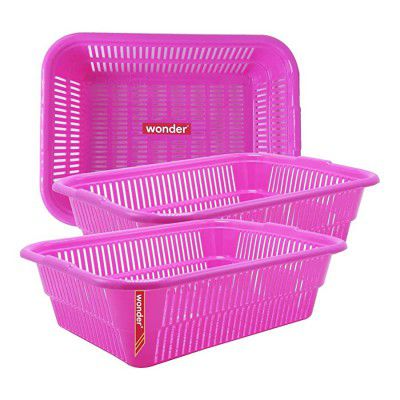 Wonder Natasha 1013 Fruit & Vegetable Multipurpose Basket, 3 Pieces, Pink
