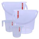 Wonder Plastic Bucket & Mug Combo Set for Home/Kitchen/Office, 18 Liters & 25 Liters Bucket, 1 Small & 1 Big Mug, Transparent, Made in India...