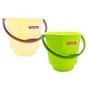 Wonder Plastic Bucket Set for Home/Kitchen/Office, 2 Bucket, 5 Liters, Yellow & Green Color, Made in India...