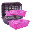 Wonder Plastic Natasha 1013 Fruit Basket Set, 4 Pcs Basket, Pink Brown Color, Made in India, KBS02576...