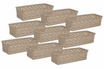 Wonder Plastic Prime Alexa 9 Multipurpose Tokri for Drawer Dividers/Storage Tokri, Set of 9 Pcs