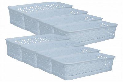 Wonder Plastic Prime Alexa 9 Multipurpose Tokri for Drawer Dividers/Storage Tokri, Set of 8 Pcs, White Color