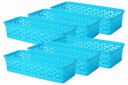Wonder Plastic Prime Alexa 9 Multipurpose Tokri for Drawer Dividers/Storage Tokri, Set of 6 Pcs, Cyan Color...