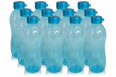 Wonder Plastic Prime Aqua Premium Fridge Bottle Set,12 Bottles,1000 ml, Blue Color