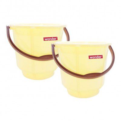 WONDER Plastic Prime Bucket Set, 2 Bucket, 5 Liters, Yellow Color, Made in India, Standard (BUC5_LT_2_Yellow_Prime)