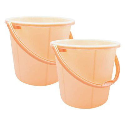 WONDER Plastic Prime Frosty Bucket Set 2 Pc Bucket 6 Ltrs Orange Color Made in India Standard (BUCKET6_F_2_O_Prime)