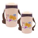 Wonder Plastic Prime Hotline 3 & 4 Insulated Office Lunch Box with Stainless Steel Containers, 2 Pc Lunch Box, Brown Color, Made in India, KBS01154...