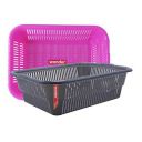 Wonder Plastic Prime Natasha 1519 Fruit Basket Set, 2 Pcs Basket, Pink Grey Color, Made In India, Kbs01718...