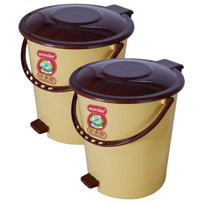 Wonder Plastic Prime Pedal 505 LT Dustbin Set, 2 Pc Dustbin 12 LTR, Pink Color, Made in India
