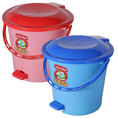 Wonder Plastic Prime Pedal Light Dustbin Set, 2 Pcs Dustbin 6 LTR