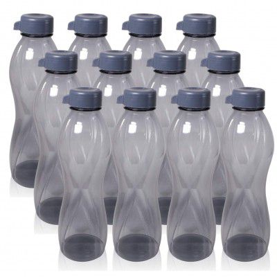 Wonder Plastic Prime Trendy Fridge Bottle Set, 12 Pc Bottle, 1000 ml, Grey Color, Made in India